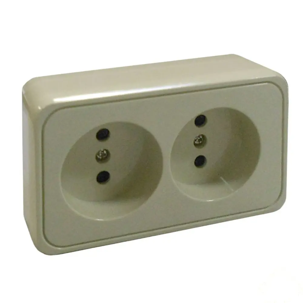 Розетка LK STANDARD 2-ая, без заземления со шторками, бежевая 13437105 STLM-2181497 