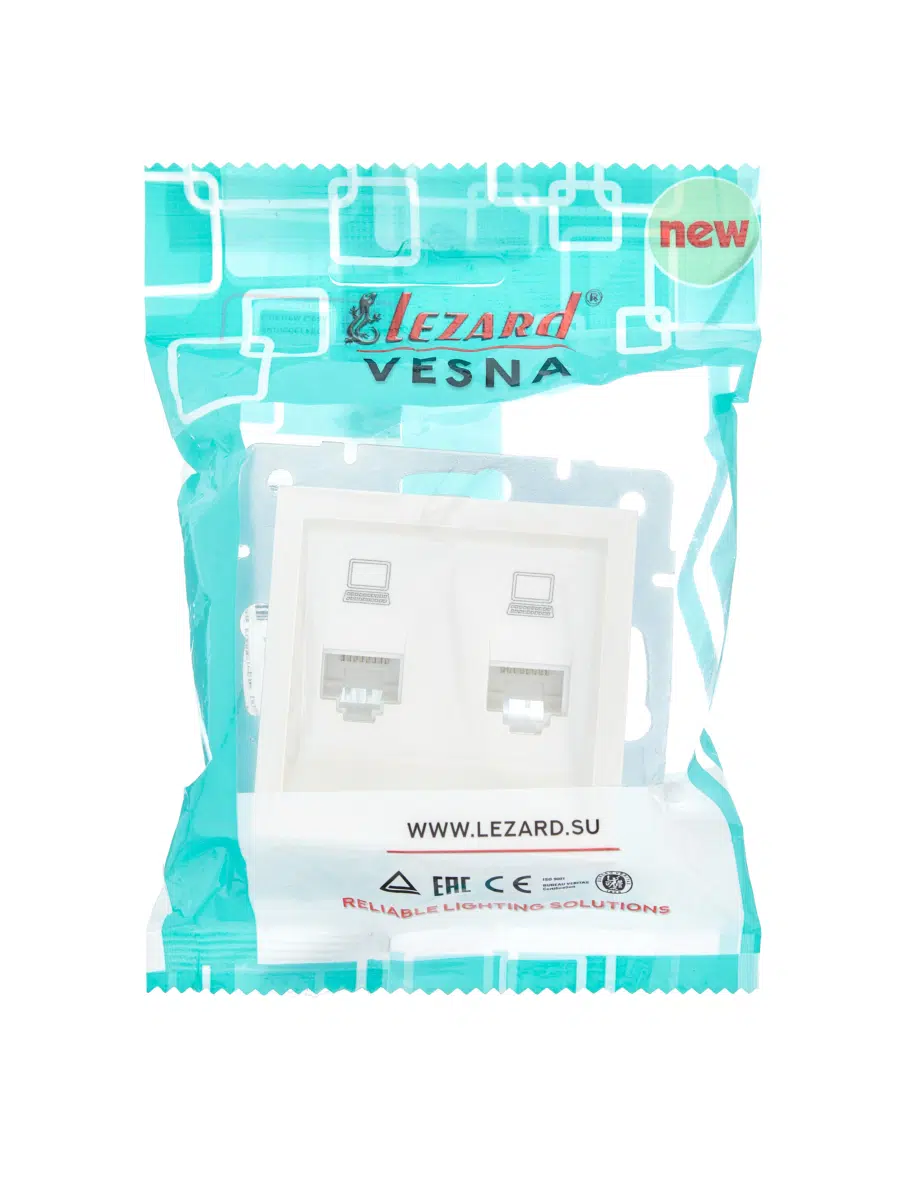 VESNA Розетка компьютерная 2-ая жемчужный LEZARD 742-3088-141 - Вид №1