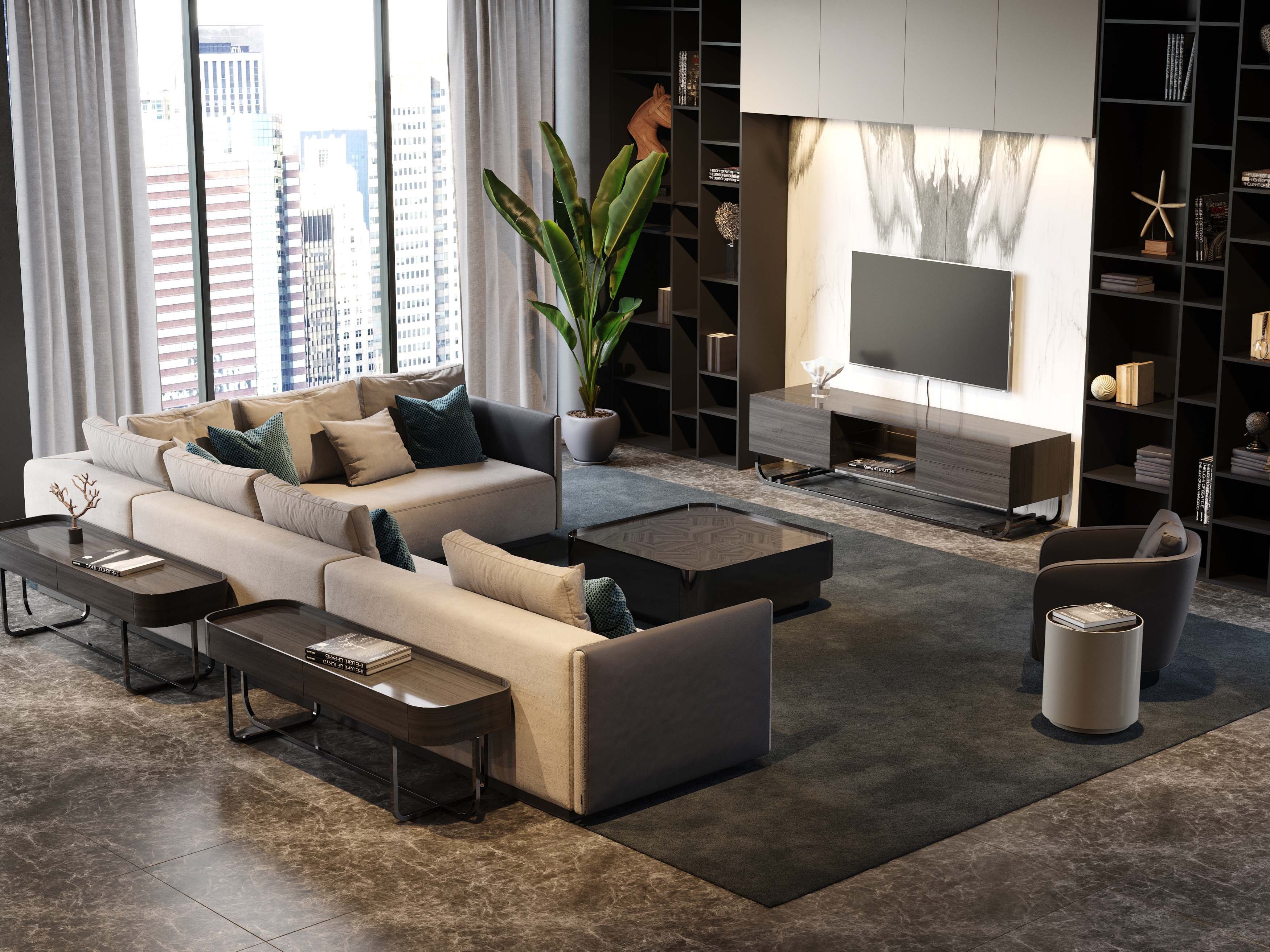 Шкаф для телевизора из шпона с распашными дверцами Stylish Club His &amp ARCH-00114459 - Вид №2