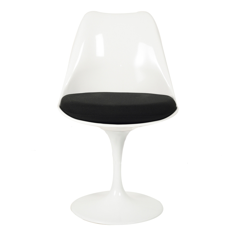 Стул пластиковый белый с черной подушкой Eero Saarinen Style Tulip Chair SOHO DESIGN ДИЗАЙНЕРСКИЕ, TULIP 131549 Черный  - Вид №1