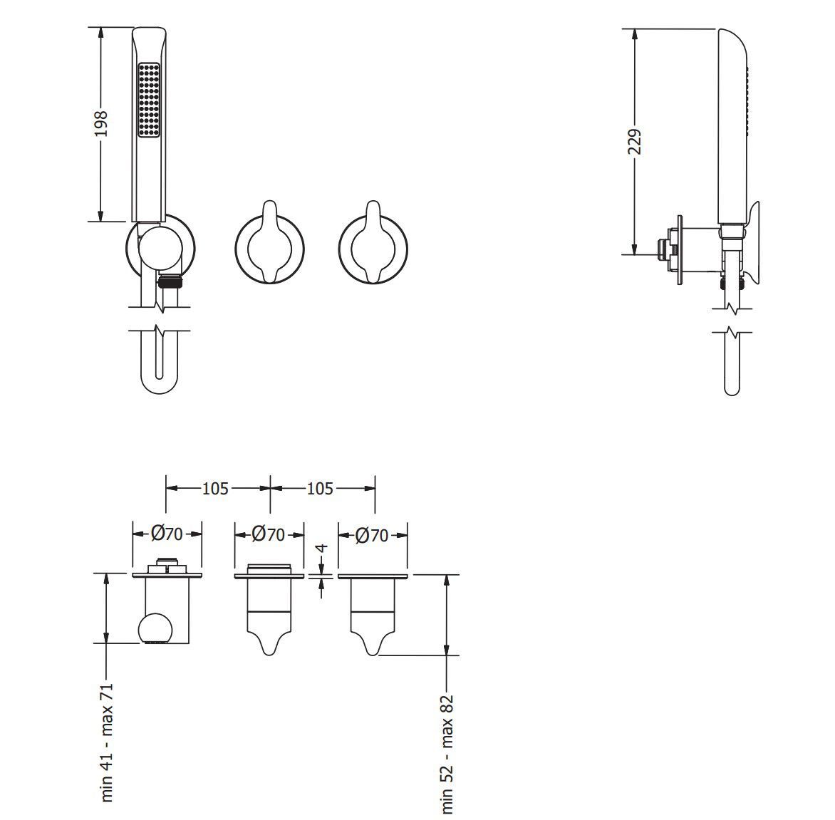 Встраиваемый смеситель для душа с ручным душем CROSSWATER FOILE ARCH-00106394 - Вид №1