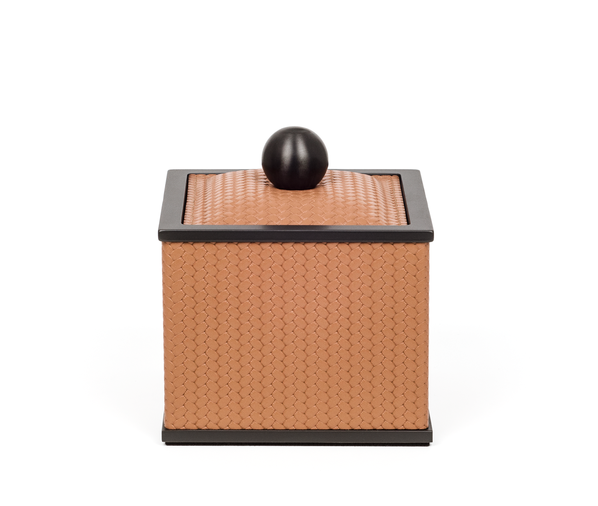 Держатель для ватных дисков Olimpia Square Square - 10,5X10,5XH15 см / металл-хром / тканая кожа_верблюжий Pinetti 00.1623.061.011 - Вид №1