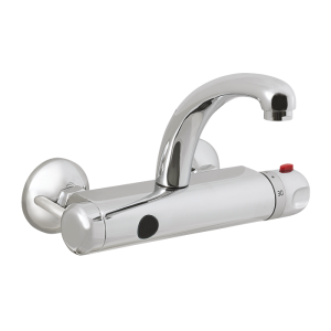 03250 Автоматический настенный термостатический смеситель, расстояние подачи воды 150 мм, 24 В пост. SANELA