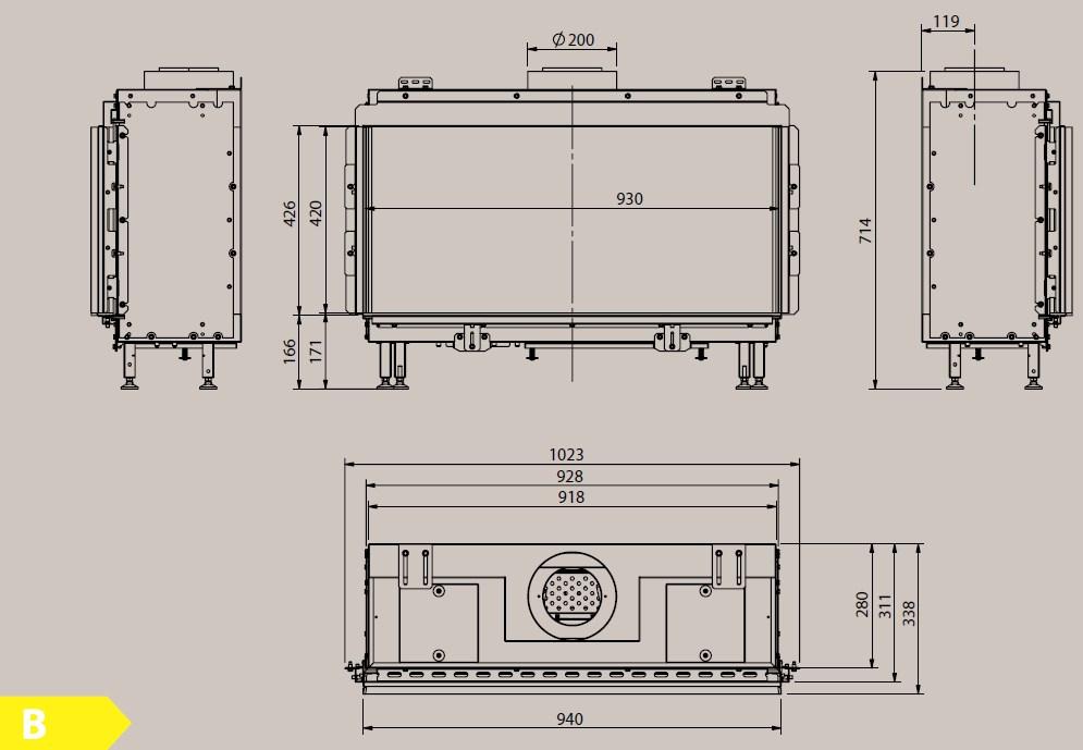Element4 Настенный газовый стальной камин с панорамным остеклением sun-id-1440586 - Вид №7