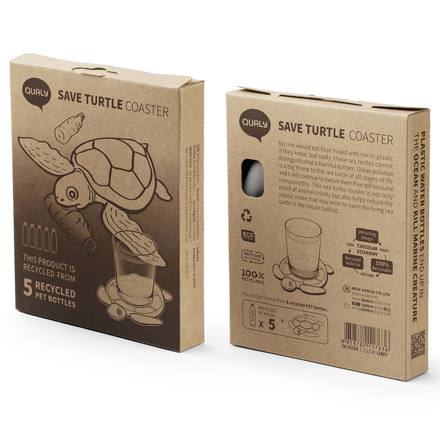 QL10350-GY Подставка под стаканы save turtle, серый Qualy  - Вид №3