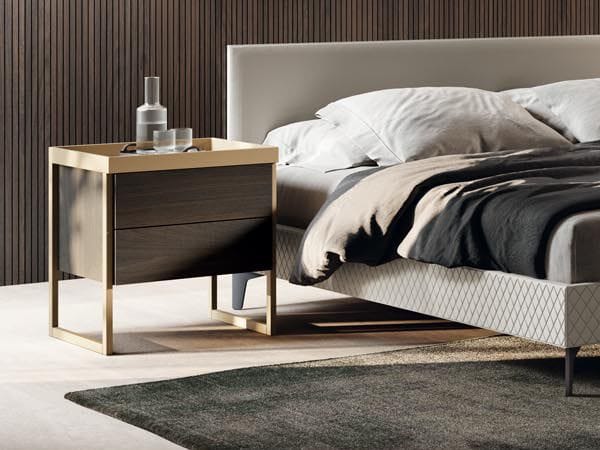 Прикроватная тумбочка из алюминия и дерева с ящиками Guzzini & Fontana Misty Tray ARCH-00006822