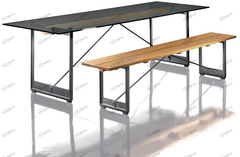 Magis Скамейка из массива дерева и чугуна Brut sun-id-1475973