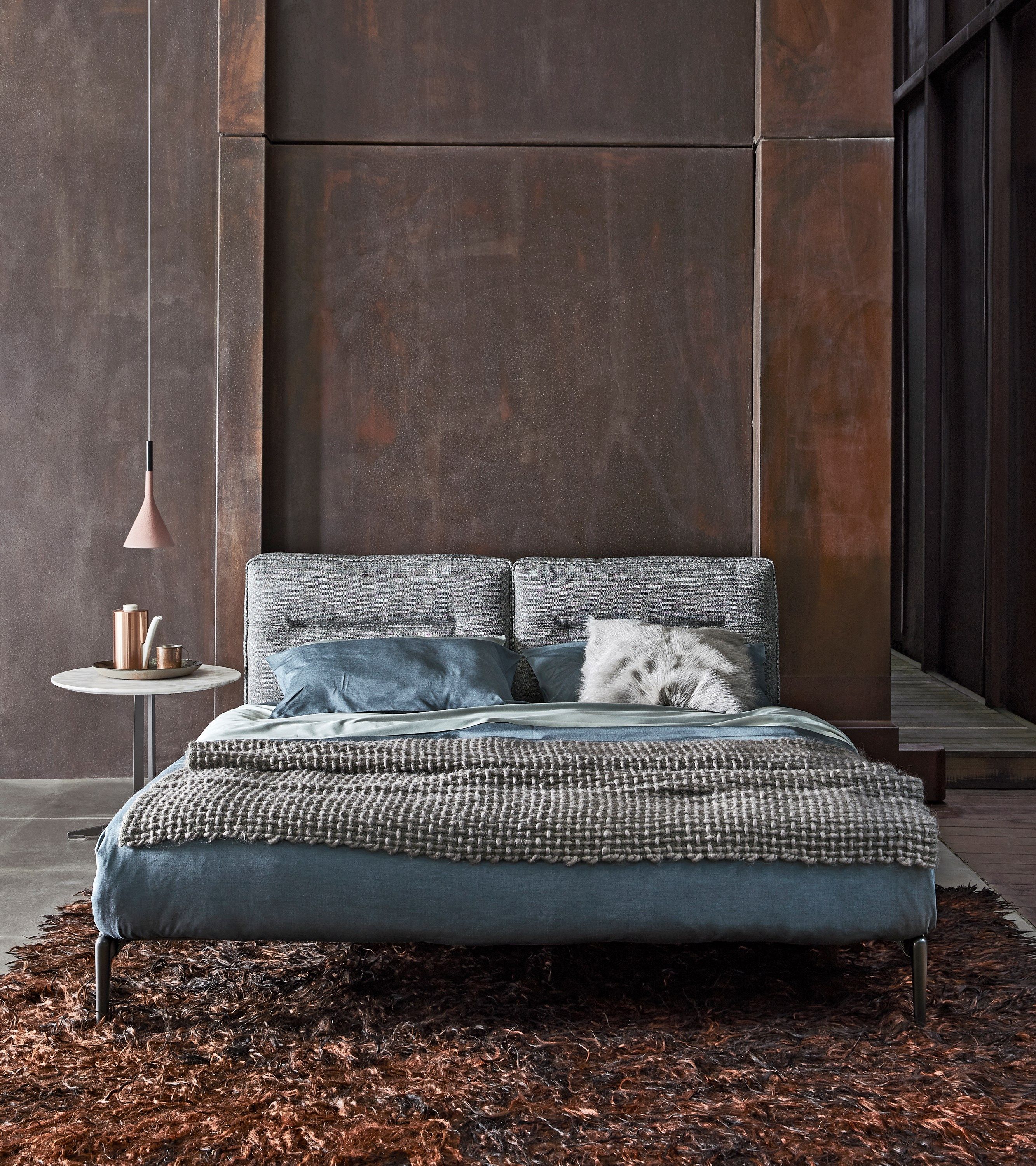 Двуспальная кровать из ткани с мягким изголовьем Flexform ARCH-00084281 - Вид №5