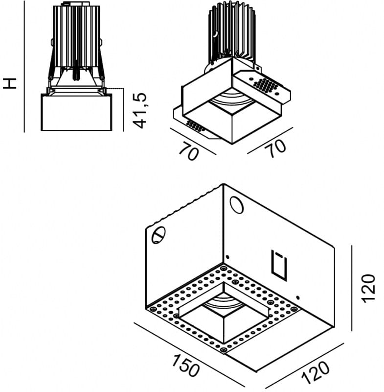 Квадратный утопленный прожектор Lucifero's NYX TRIMLESS ARCH-00069006 - Вид №2