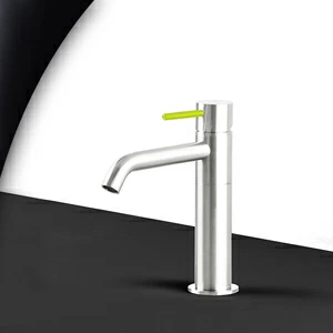 Смеситель для раковины сталь глянцевая с зеленой ручкой Toki Radomonte TKS2LCIL13