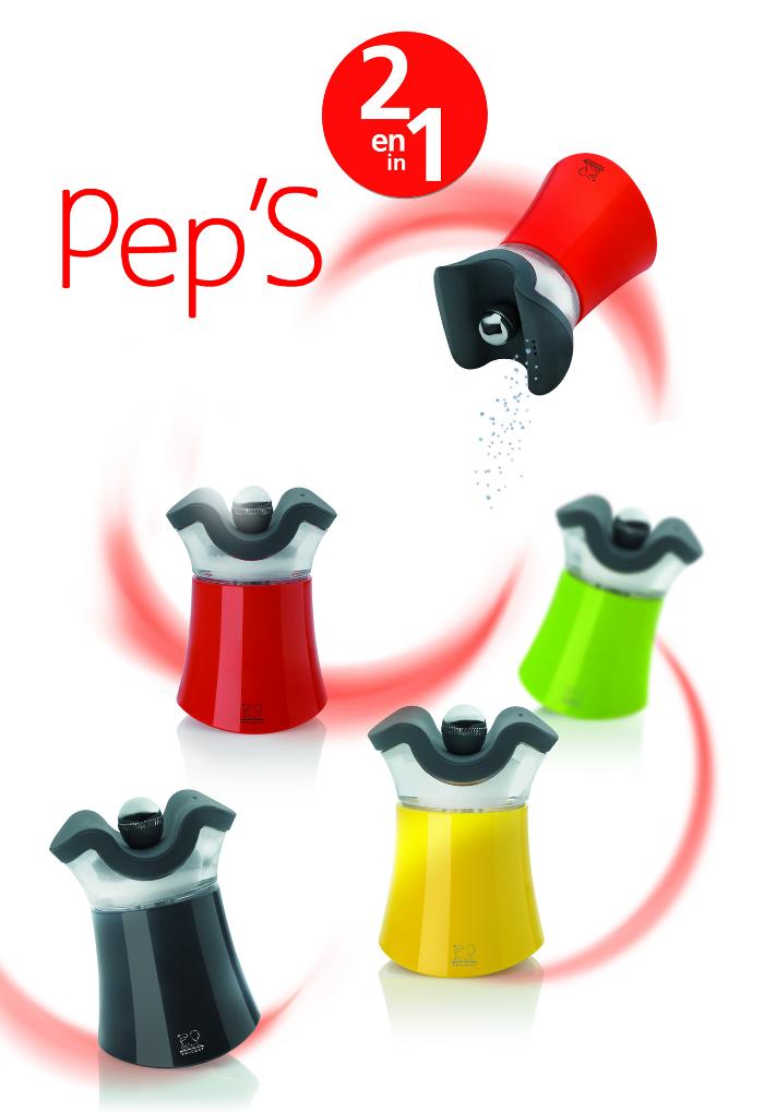 Мельница для перца и солонка 2-в-1 акриловые красные 8 см Pep's PEUGEOT ДИЗАЙНЕРСКИЕ 00-3951990 Красный  - Вид №1