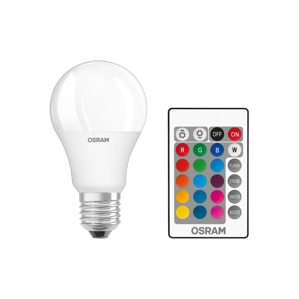 Лампа светодиодная Osram E27 220-240 В 9 Вт груша матовая 806 лм, регулируемый цвет света RGBW, для диммера, с пультом ДУ 82834555 STLM-2076066  - Вид №2