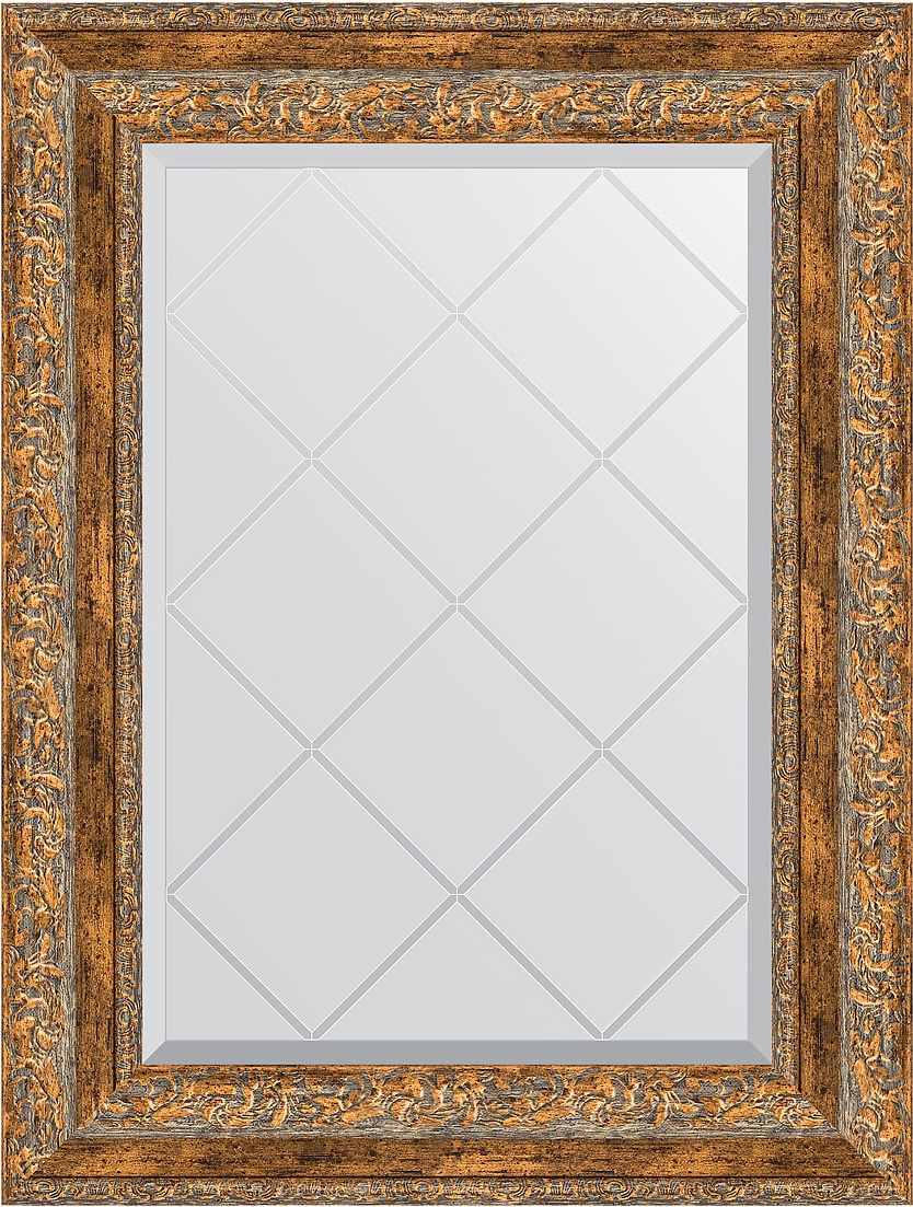 BY 4015 Зеркало с гравировкой в багетной раме - виньетка античная бронза 85 mm EVOFORM Exclusive-G