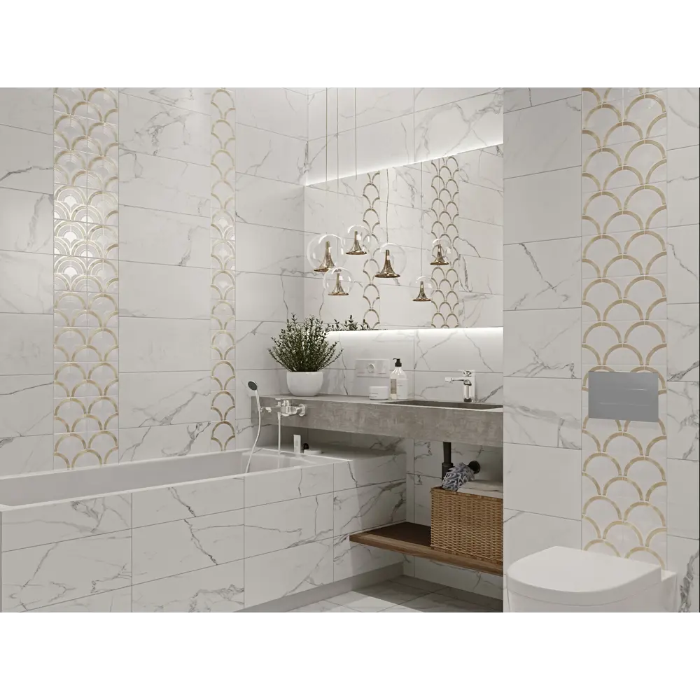 Плитка настенная Калакатта 25x75 см 1.5 м² матовая цвет белый 84789494 STLM-2048352 Santreyd  - Вид №4
