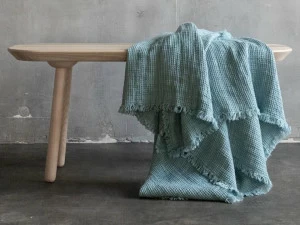 LinenMe Однотонный льняной плед ручной работы Washed waffle big 0603101