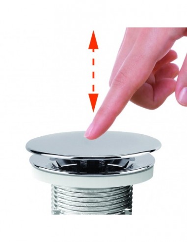 122300 000 00  Универсальный слив для умывальника со встроенным сифоном Сифонетка, двустворчатый клапан Д. 65 мм, нержавеющая сталь и хромированный АБС Valentin Хром  - Вид №2