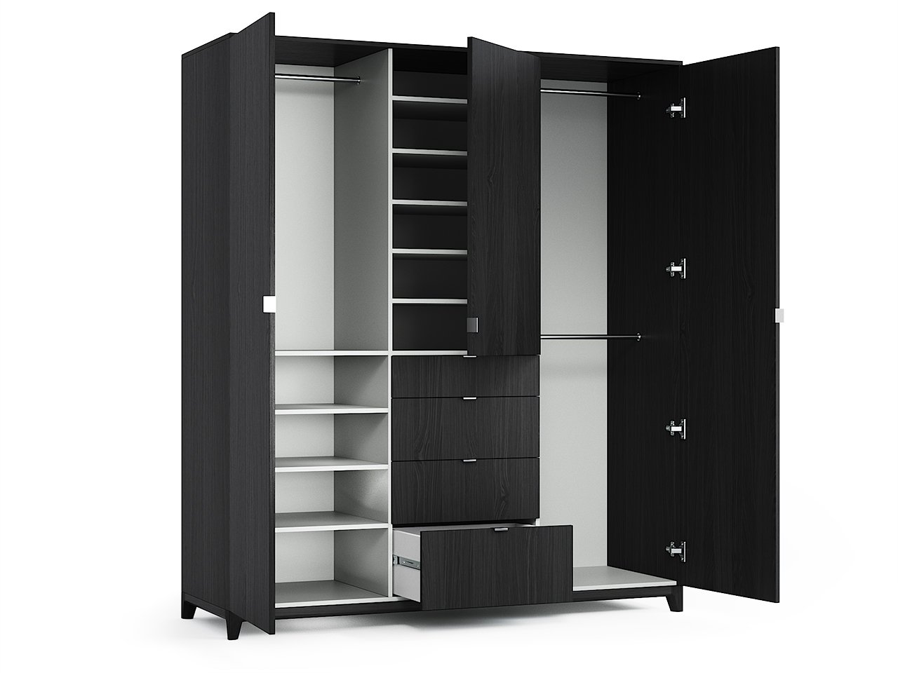 Шкаф двухдверный с ящиками черный Case №2 THE IDEA  210388 Коричневый;черный  - Вид №2