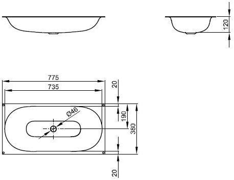 A217-a218 Накладная раковина под столешницу  овальная Bette Bettecomodo - Вид №2