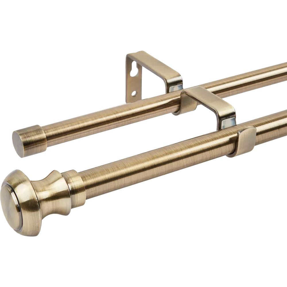 Настенный карниз раздвижной двухрядный Atik d16/19 мм 160-300 см металл цвет латунь 89440711 STLM-2095926 Santreyd 