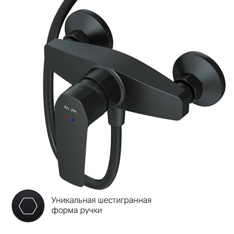 F42890A24 набор 2в1: см-ль д/душа верхний душ d 220 мм ручн.душ 110 мм 1 ф-ция душевая штанг AM.PM Gem - Вид №6