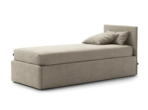 Односпальная кровать с мягким изголовьем