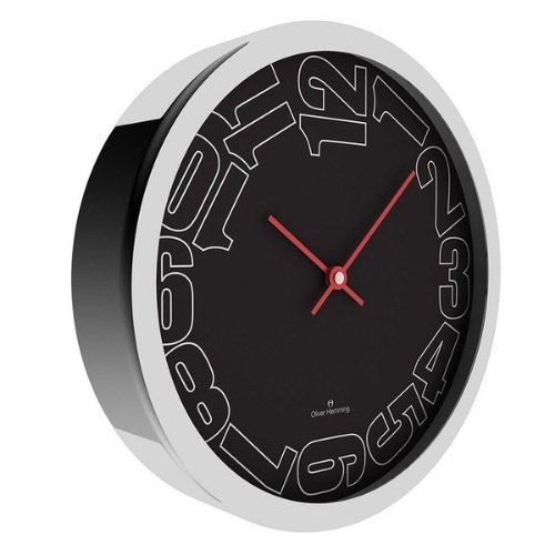 Настенные часы Simplex, Ø30 см, черные, W300S20BB Oliver Hemming  - Вид №1