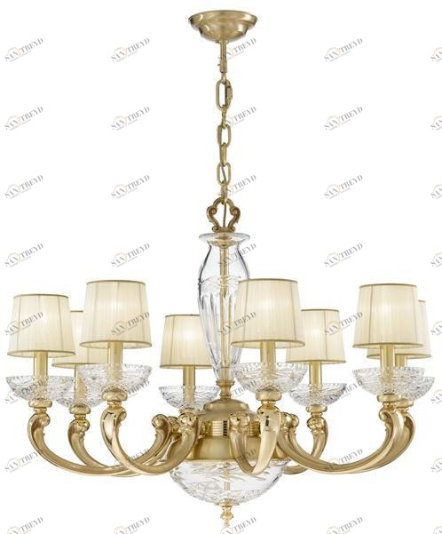 Possoni Illuminazione Французская золотая люстра с хрусталем и абажурами Ofelia 257/8+2 