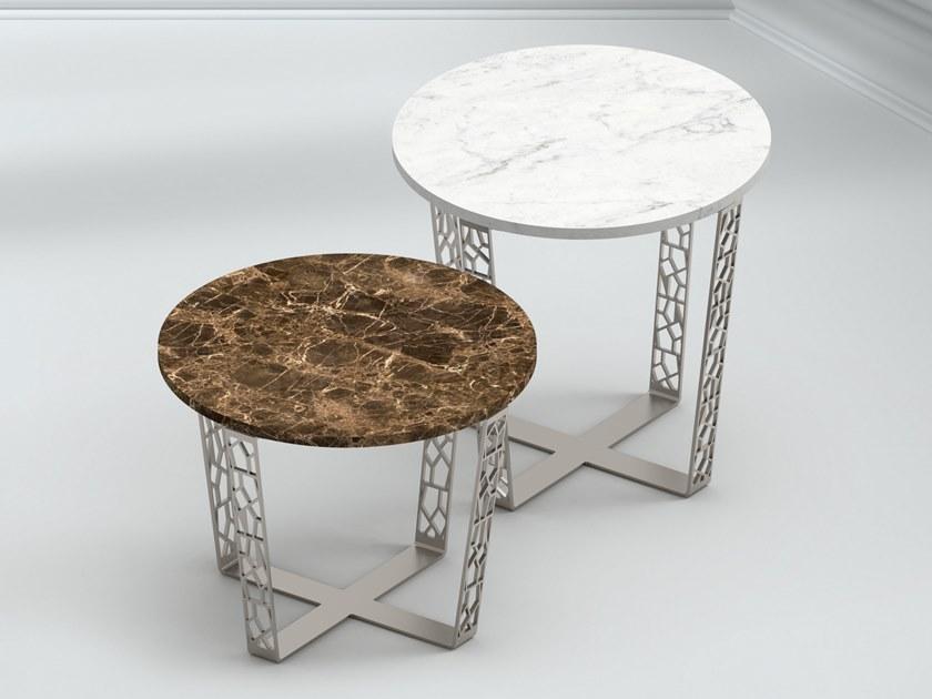 ALBEDO Круглый журнальный столик из темного мрамора и металла emperador sun-id-1405103 - Вид №4