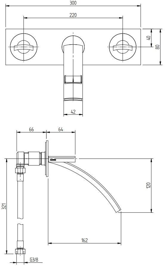 ZAZZERI Смеситель для мойки настенный с тарелкой Moon sun-id-1399024 - Вид №1