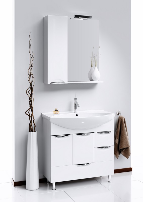 Лайн панель с зеркалом,  светильником и шкафчиком Li.02.08 AQWELLA LINE sun-id-277950 - Вид №1