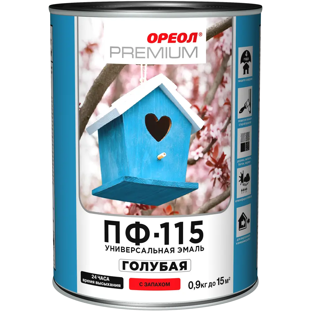 Эмаль Ореол Premium ПФ-115 глянцевая цвет голубой 0.9 кг 82216102 STLM-2106376  - Вид №1