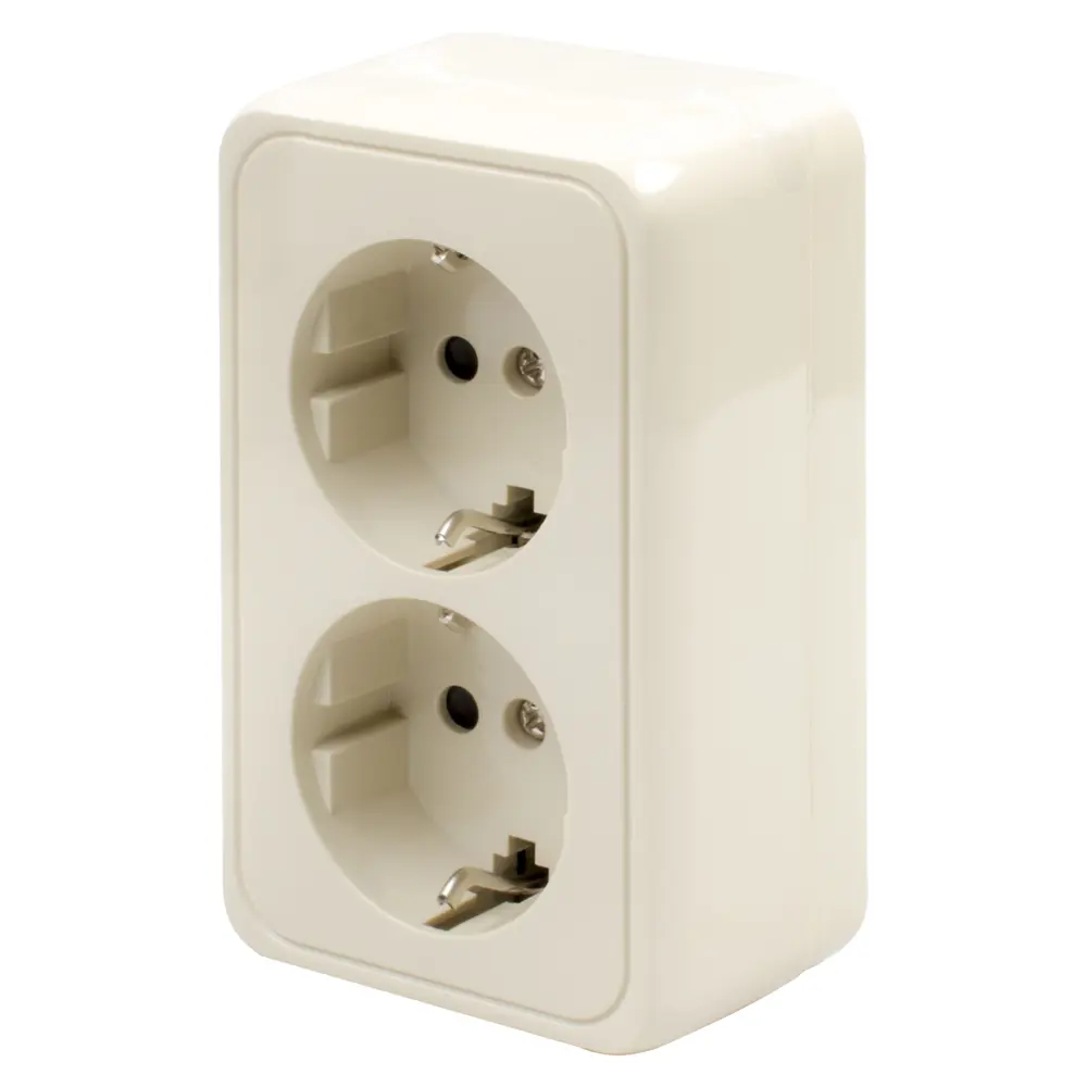 Розетка LK STANDARD 2-ая, с заземлением со шторками, бежевая 13437041 STLM-2005418 