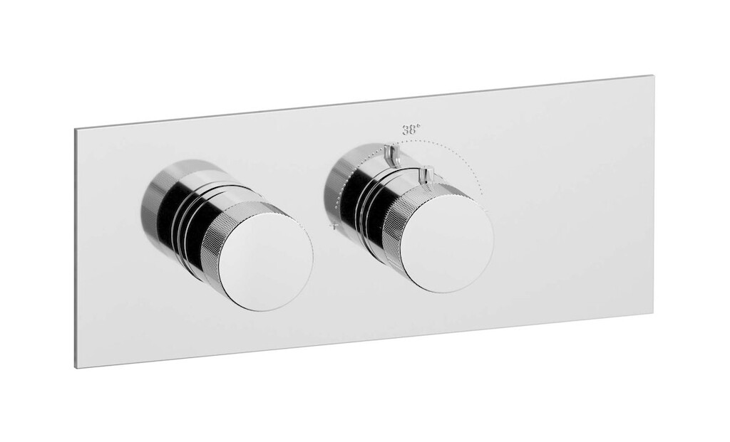 Комплект наружных частей термостата на 1 потребителей - горизонтальная прямоугольная панель с ручками Industria WE ARE IB eua121ccnid1 Chrome Aqua