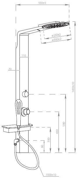 GEDY Термостатическая душевая стойка с ручным душем sun-id-1403790 - Вид №4