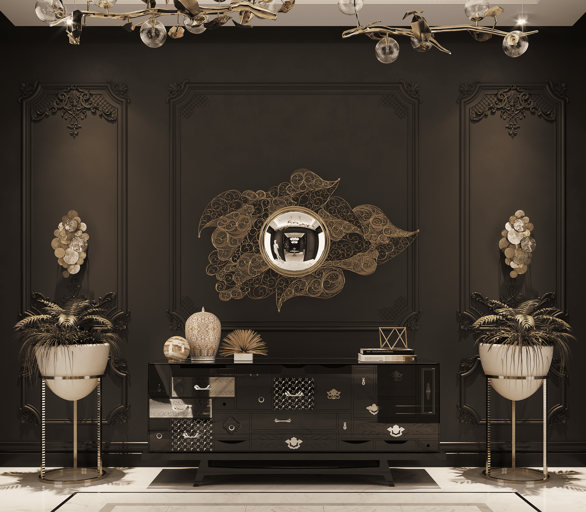 0-076 Черный буфет Mondrian  Boca Do Lobo  - Вид №6