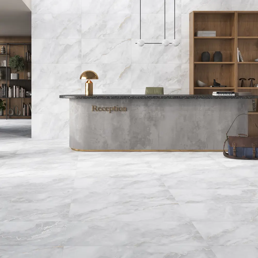 Глазурованный керамогранит Marble Atlanta Bianco 60x120 см 1.44 м² матовый цвет серый 89458751 STLM-2127531 Santreyd