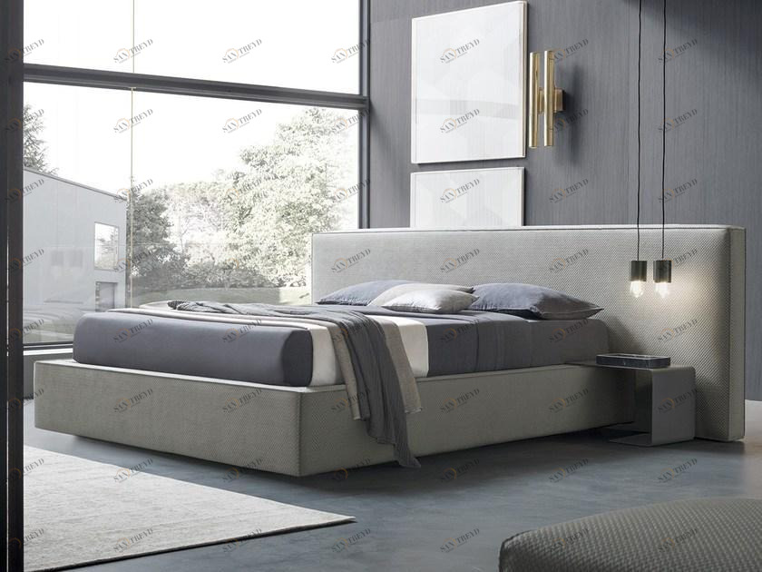 Felis Двуспальная кровать из ткани с мягким изголовьем Bedstories#2 sun-id-1348345