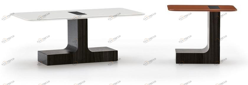 Minotti Прямоугольный деревянный журнальный столик с лакированной столешницей Block sun-id-1455464