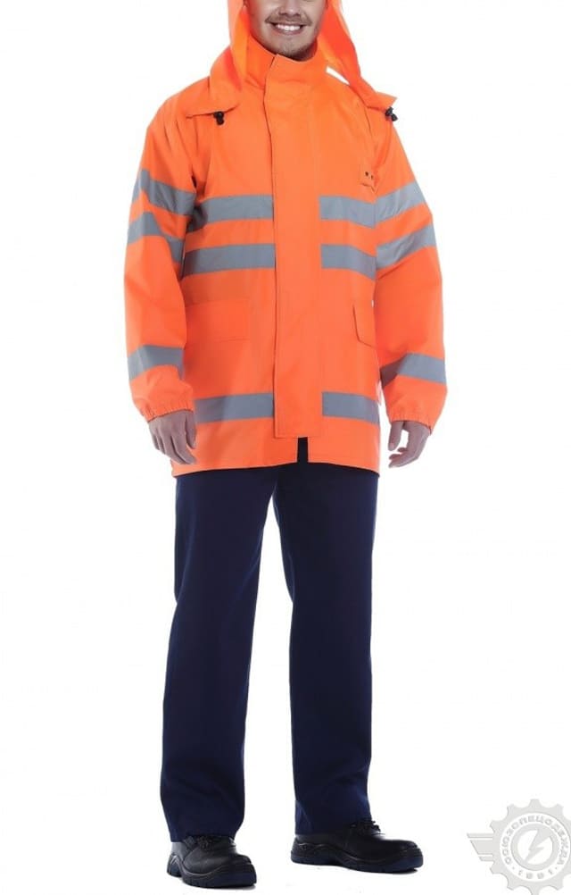 65807 Куртка-ветровка с СВП оранжевая  Непромокаемая спецодежда  размер 52-54/170-176  - Вид №7