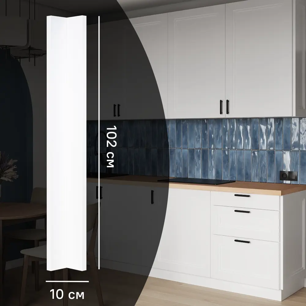 Фальшпанель Konsensa для кухонного шкафа Котлас 10x102 см белый МДФ 89423135 STLM-1580006