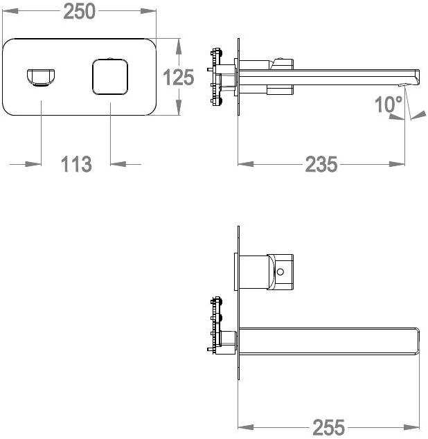 Fir Italia Смеситель для умывальника настенный на 2 отверстия с тарелкой Daily cube 45 4510108 - Вид №1