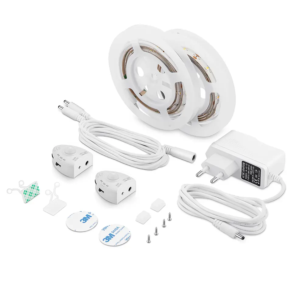 Комплект светодиодной ленты SMD 2835 30 диодов/2.4 Вт/м 12 В 8 мм IP65 8 мм 2x1.2 м тёплый белый свет, 2 диммируемых датчика 84899874 STLM-2109445 APEYRON  - Вид №2