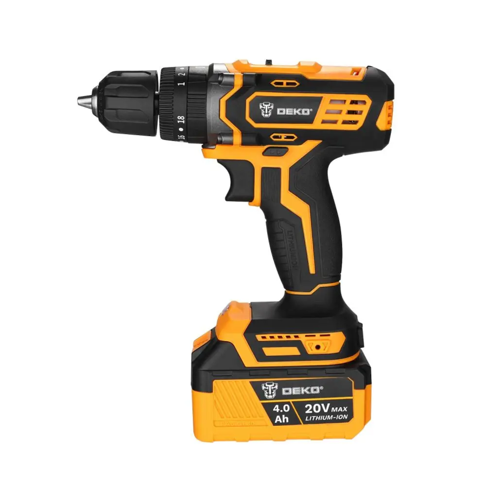 Дрель-шуруповерт аккумуляторная Deko Impact DKCD20, 20 В Li-ion 2x4 Ач STLM-2085677 - Вид №1