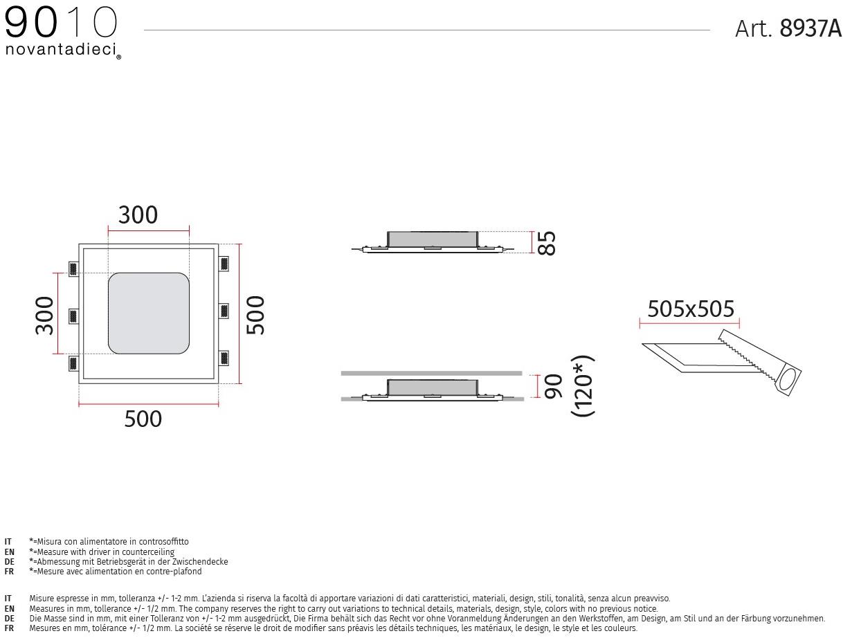 9010 novantadieci Встраиваемый потолочный светильник led из cristaly®  8937a  - Вид №2