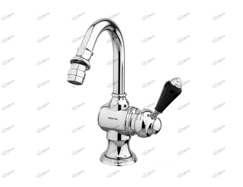 058223.FN0.62 Биде-монолевер с черными кристаллами swarovski Сатин никель Mestre Adriatica