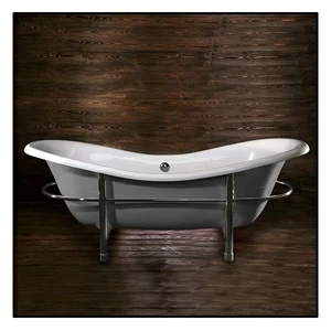 Ванна напольная отдельностоящая серая с рамой - поручнем  Akcjum Catalina WR-08-M