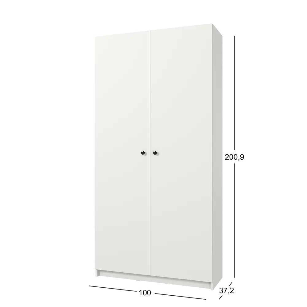 Шкаф распашной Турин с 2 дверями 100x200.9x37.2 см ЛДСП цвет белый 89428022 STLM-2201001 Santreyd - Вид №6