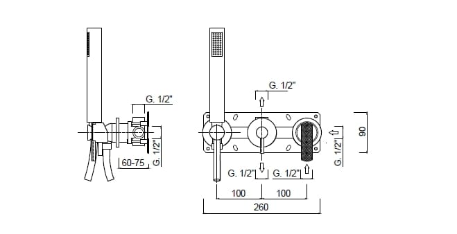 Встраиваемый смеситель для душа с ручным душем Rubinetteria Giulini Surf Deluxe ARCH-00103278 - Вид №2