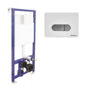 040237 Инсталляция BERGES для скрытого монтажа унитаза NOVUM кнопка D7 белая/кнопка хром  Berges NOVUM R2