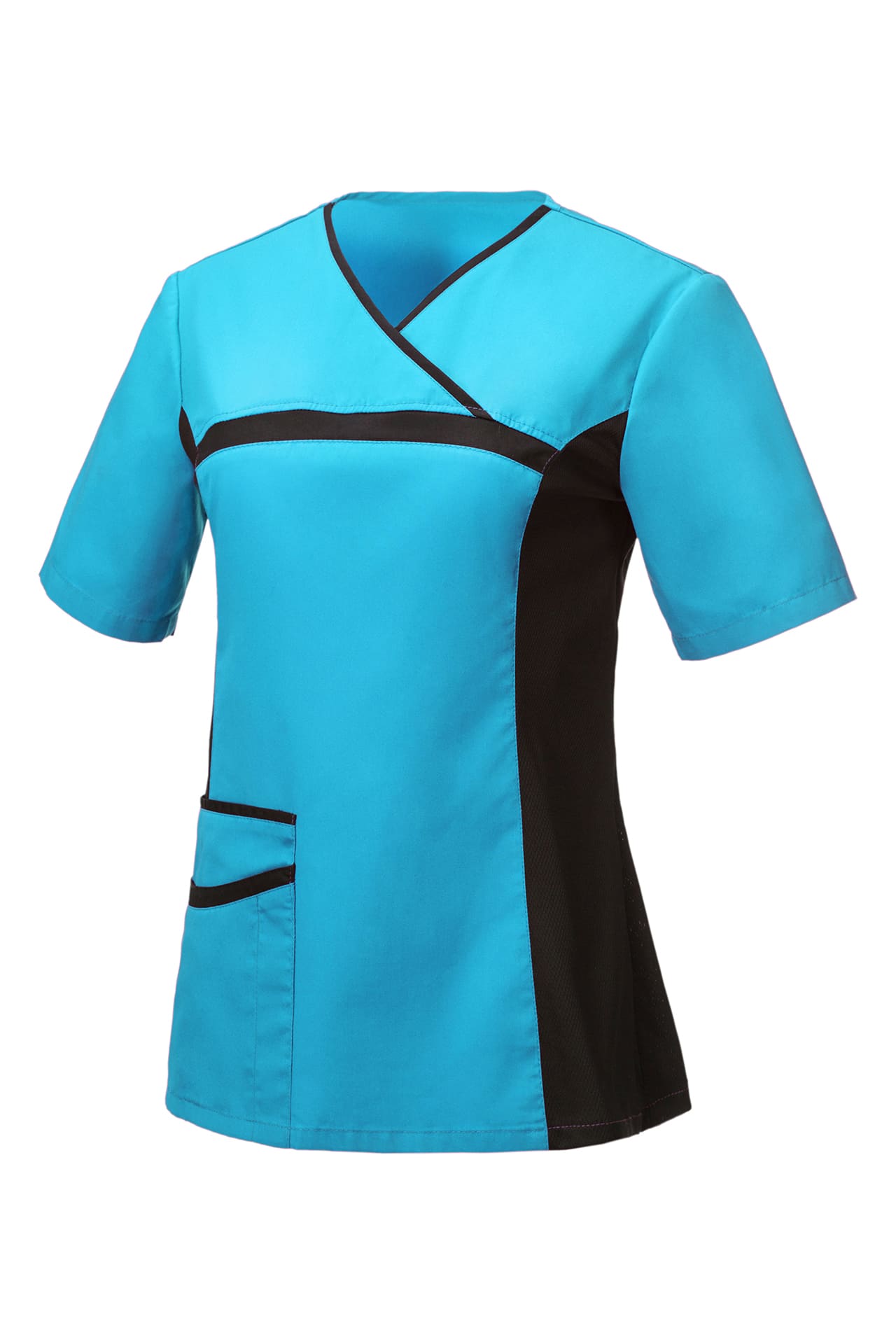 5048413 Блуза ОРИОН женская бирюза-черная  Медицинская одежда  размер 40-42/158-164 Спецодежда 